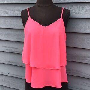 Annabella Neon Pink Double Layer Sheer Top Small​​